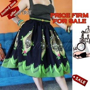 Denialle Von Fitch x The Oblong Box Shop Shrunken Heads Tiki Pinup Skirt XL